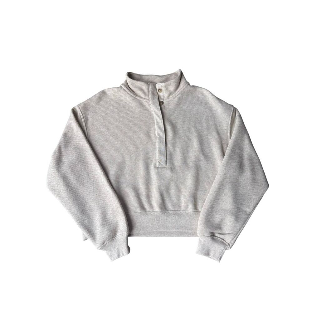 American Eagle Outfitters Cropped Henley Fleece Sweatshirt Size S - Picture 7 of 11